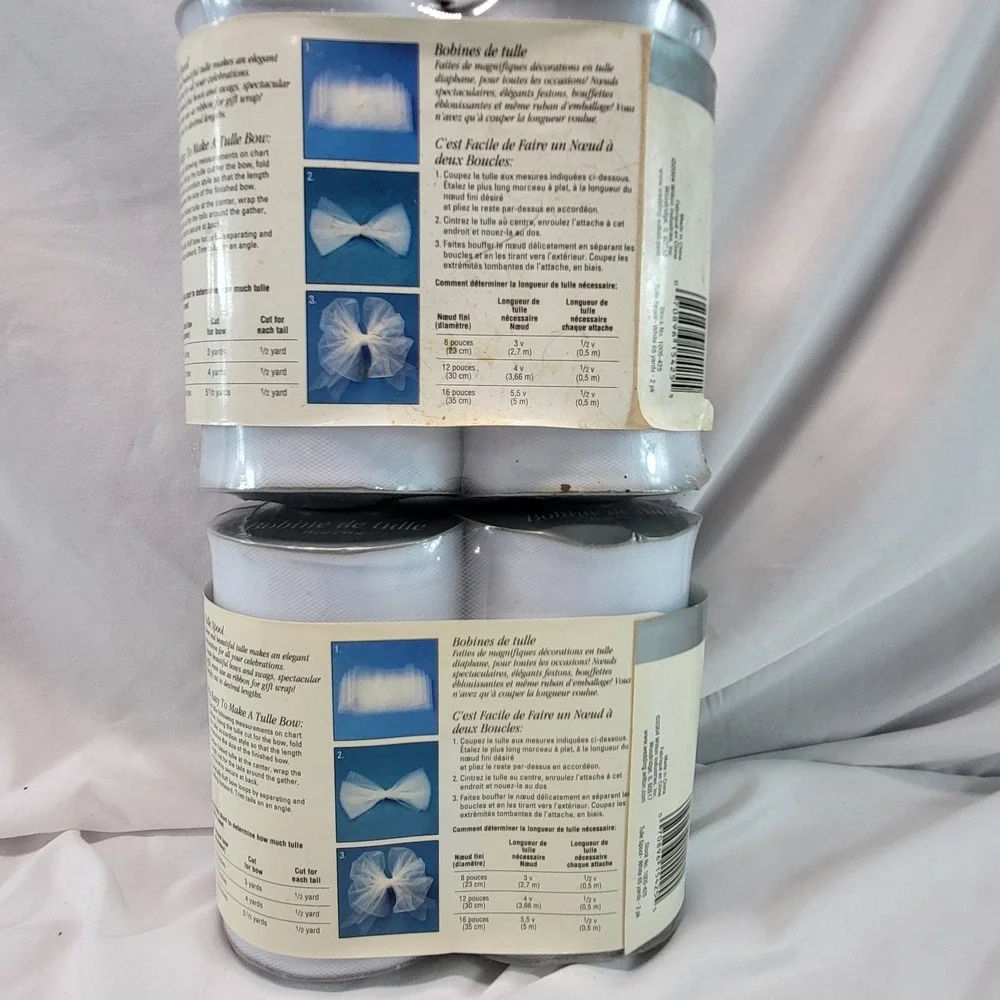 Lot of 2 Wilton White Tulle 2 pk (4 total) Weddings Bride Graduation Party Decor